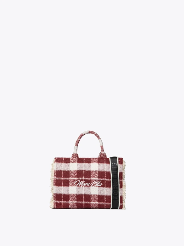 Fuzzy Plaid Top Handle Shoulder Bag Signature Casual Chic