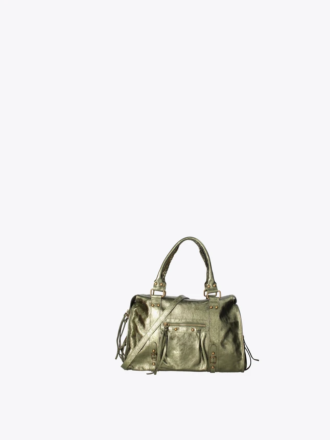 Metallic Leather Satchel Handbag for Daily Use And Travel