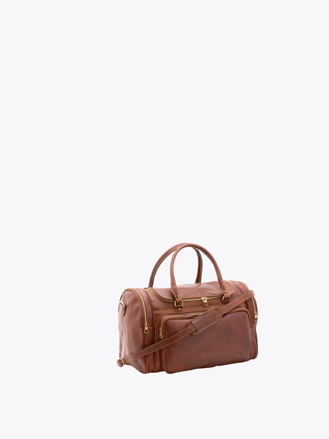 Vintage Leather Duffel Bag for Weekend Travel And Business Trips