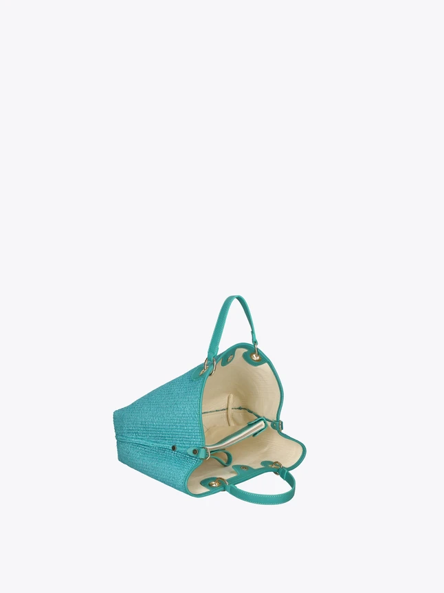 Handwoven Raffia Tote With Top Handles And Convenient Inner Pouch