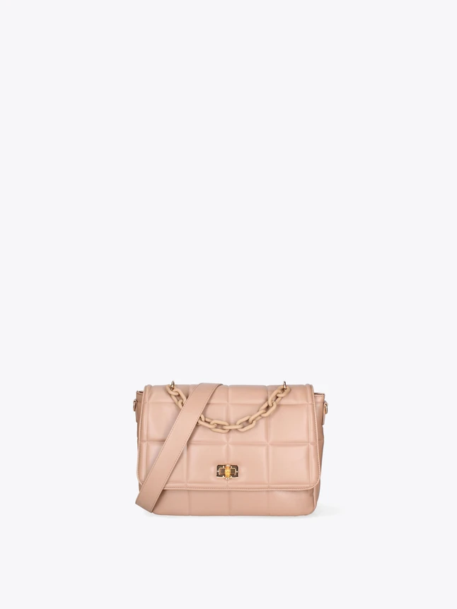 Quilted Leather Crossbody Bag with Chain Strap for Everyday Use