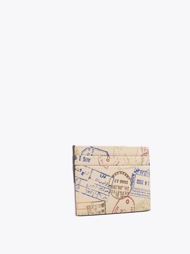 Map Print Leather Wallet Card Holder Travel Daily Use