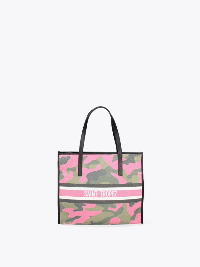 Camouflage Print Canvas Tote Bag for Everyday Shopping
