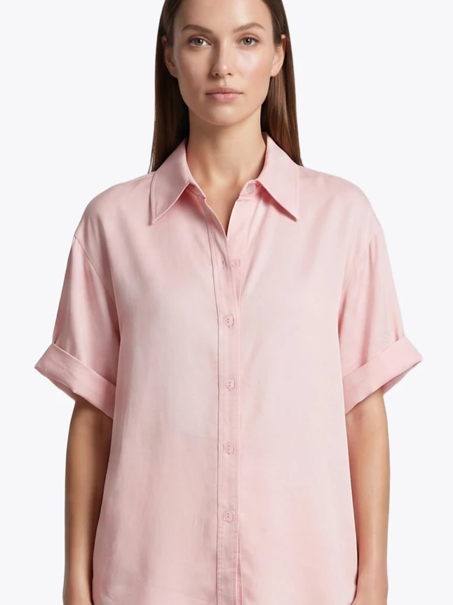 Modern Lyocell Blouse For Women - Refined Design With Structured Shape