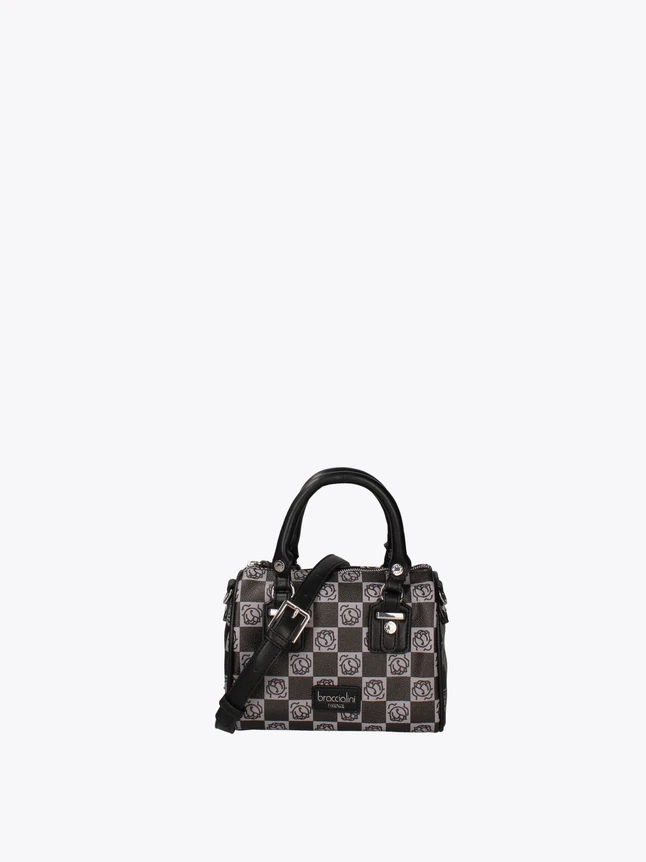 Mini Satchel Bag with Checkered PU Leather And Removable Crossbody Strap