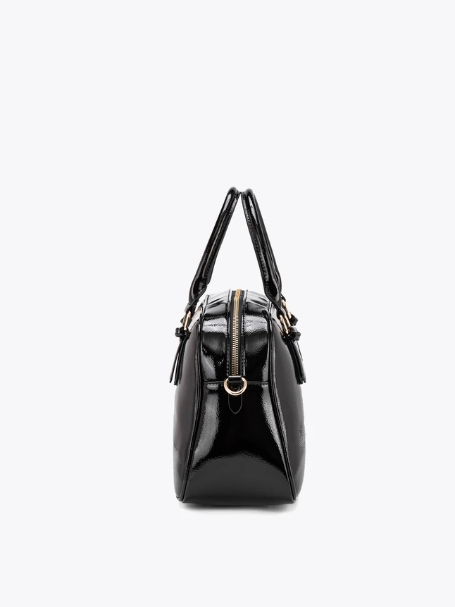Luxe Polished Finish Bowler Top Handle Handbag for Sophisticated Daily Use