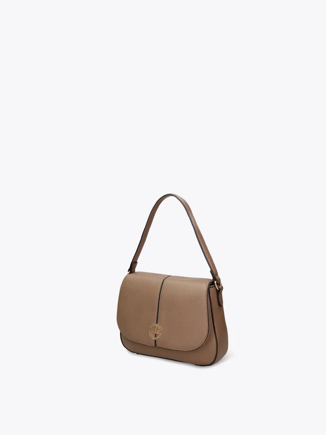 Sophisticated Pebbled Leather Flap Shoulder Bag For Elevated Everyday Style