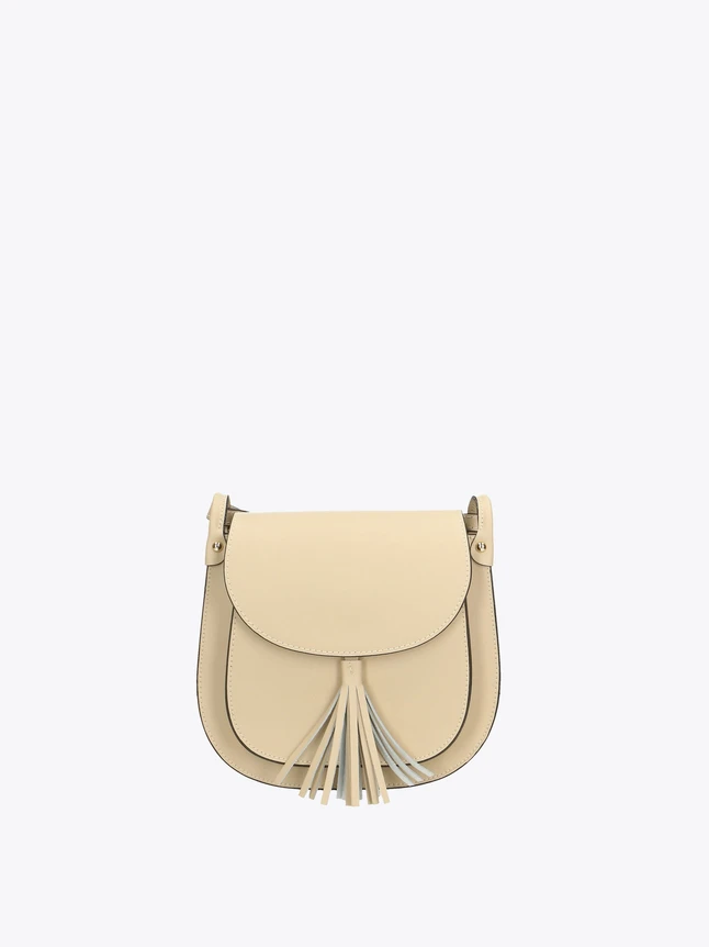 Saddle Style Leather Crossbody Bag with Tassel Fringe for Everyday Use