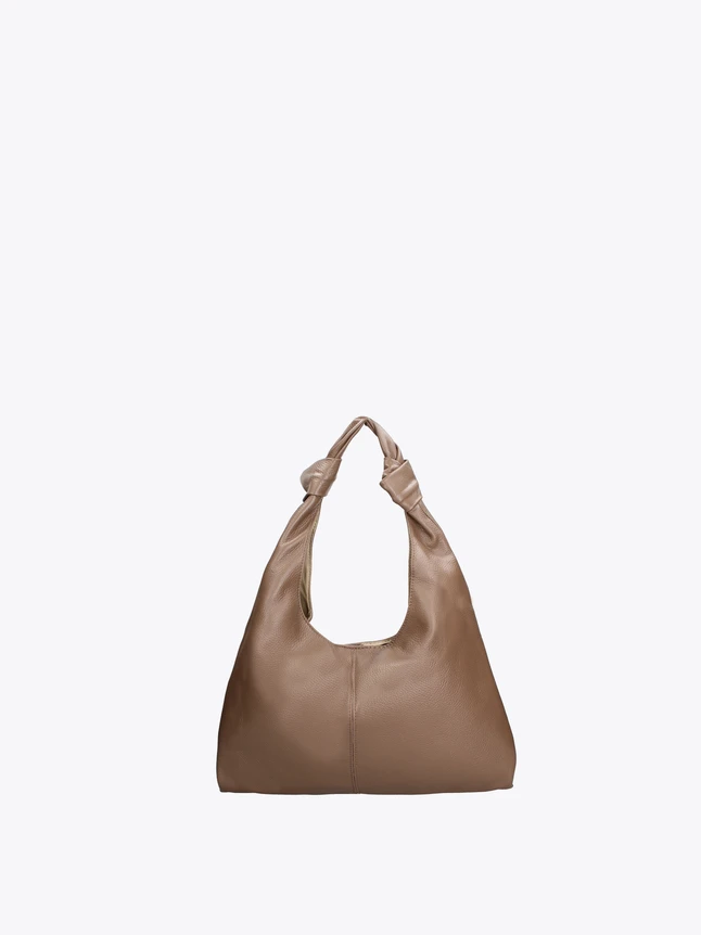 Chic Grained Leather Knot Handle Shoulder Bag Modern Everyday Essential