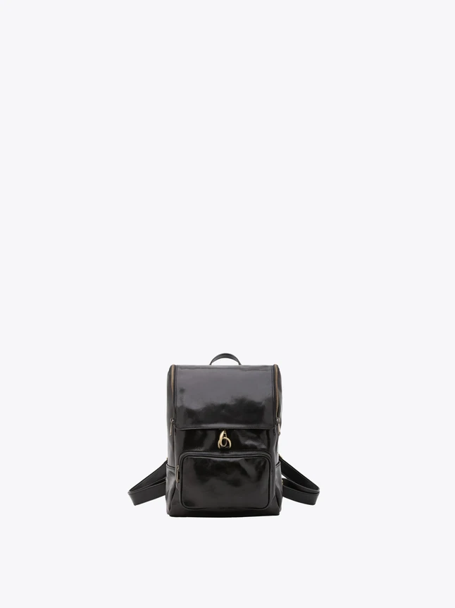 Leather Backpack Flap Front Minimalist for Daily Use