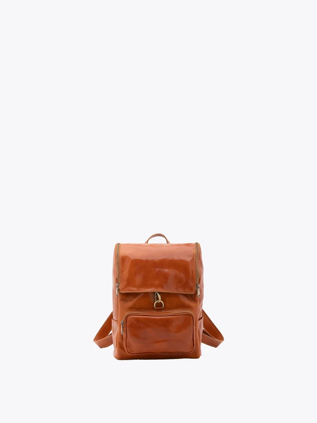 Leather Backpack Flap Front Minimalist for Daily Use