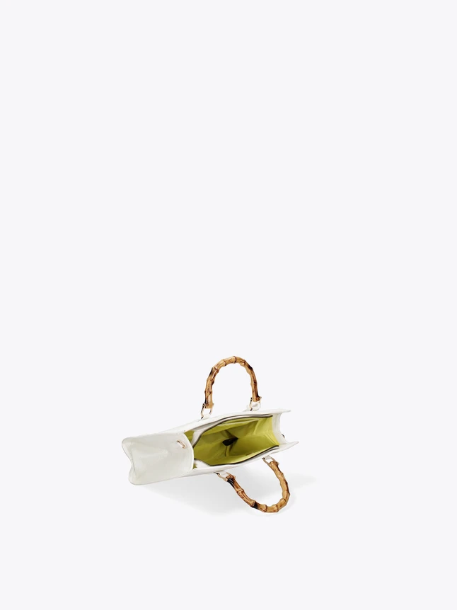 Refined Leather Shoulder Tote Bag With Iconic Bamboo Handles For Elegant Style