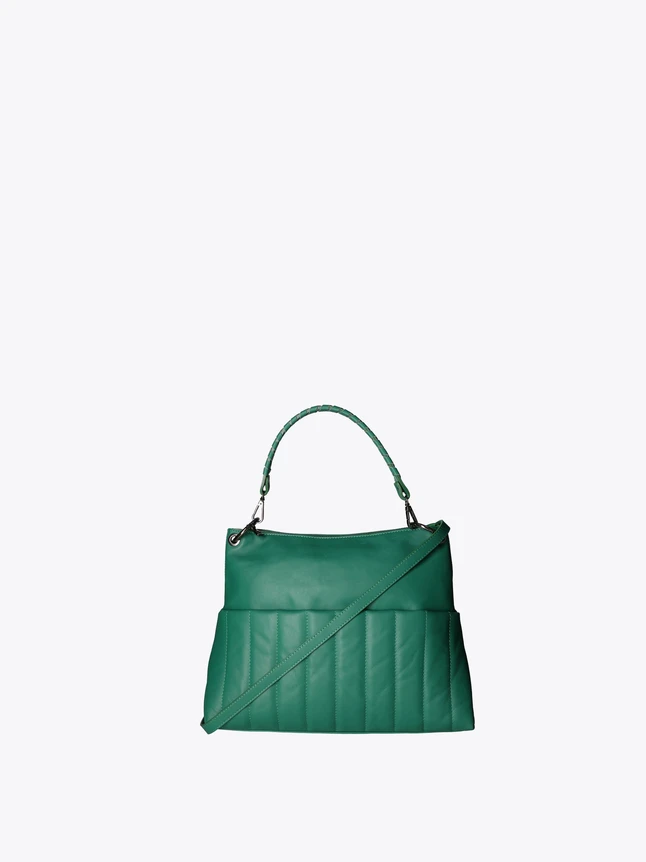 Quilted Leather Satchel Bag with Top Handle And Removable Crossbody Strap
