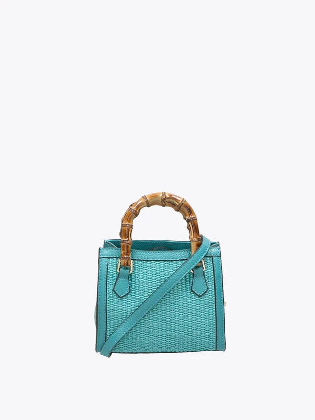 Woven Bamboo Handle Top Handle Satchel Bag for Everyday Use