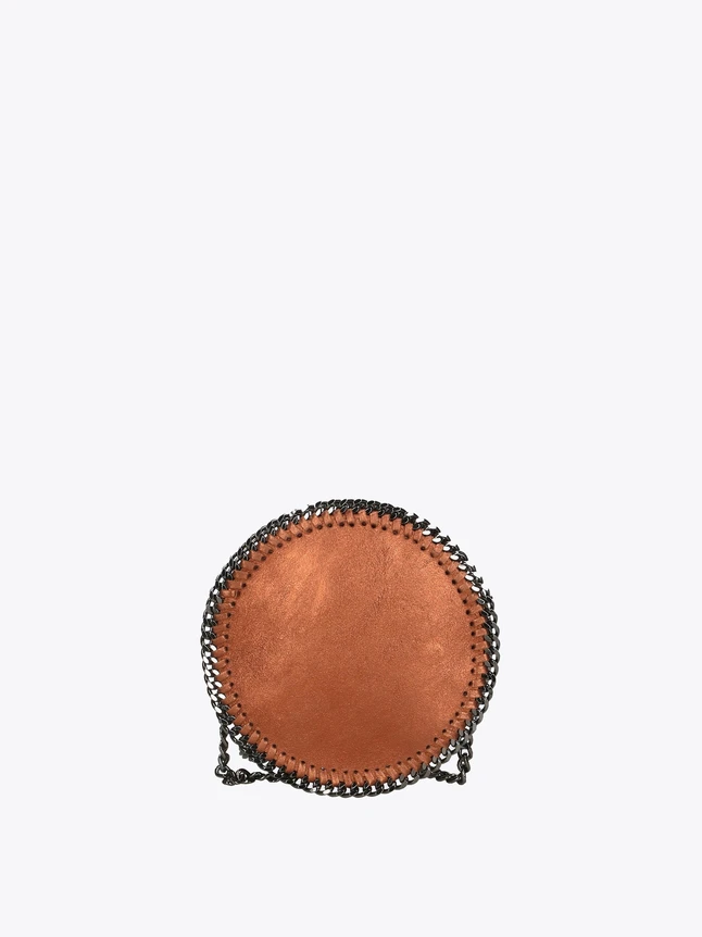 Round Leather Chain Crossbody Bag for Evening Out
