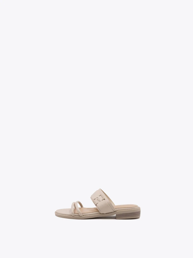 Leather Logo Strap Sandal Open Toe for Daily Wear