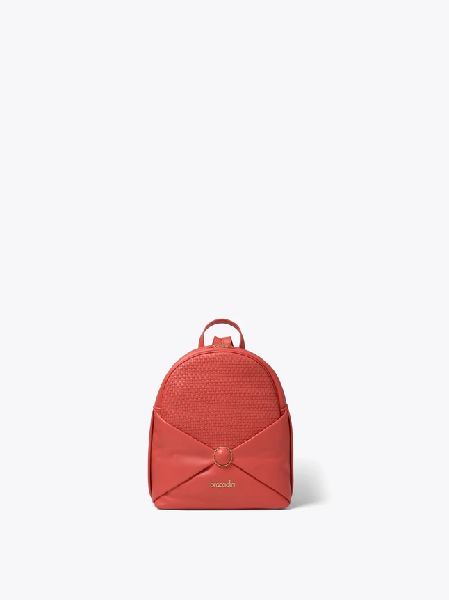 Chic Faux Leather Backpack for School Bow Accent Front Pocket