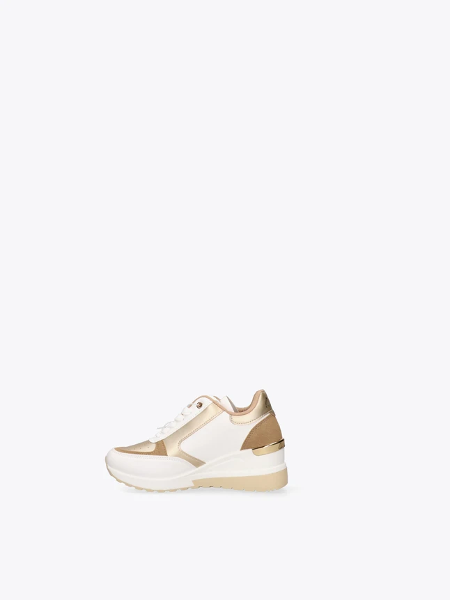 Luxe Paneled Wedge Sneakers With Metallic Trim For Elevated Everyday Style