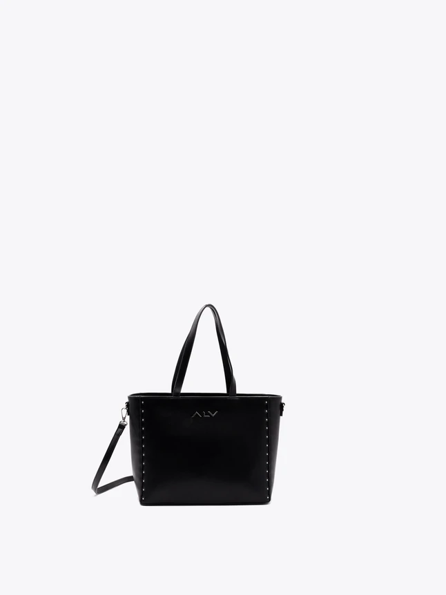 Leather Chic Mini Tote Bag with Shoulder Strap And Studded Edges for Daily Use