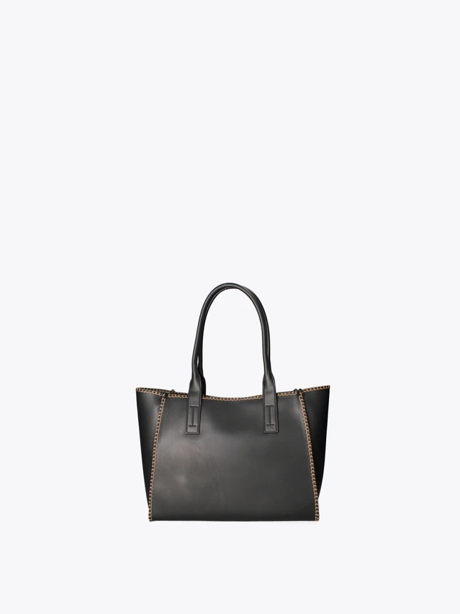Leather Tote Bag with Studded Trim for Everyday Use