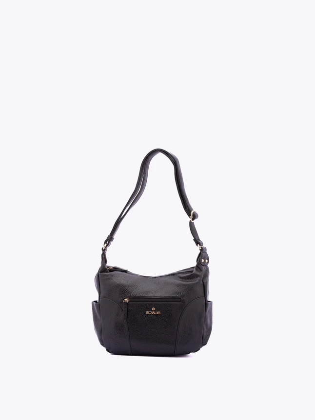 Casual Leather Shoulder Bag for Everyday Use with Front Zip Pocket