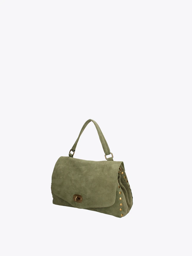 Chic Suede Flap Top Handle Shoulder Bag With Elegant Turn Lock