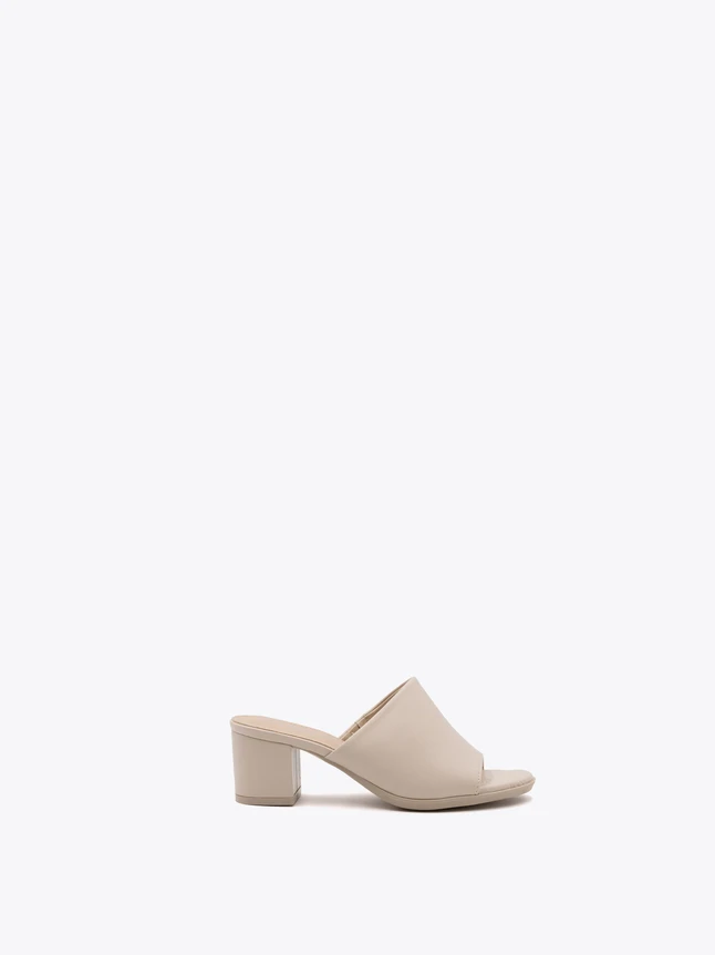 Leather Block Heel Mules Sandals for Everyday Wear