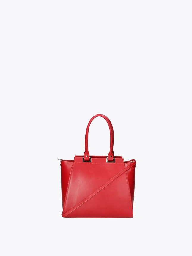 Leather Tote Bag with Geometric Diagonal Panel Design for Everyday Office Use
