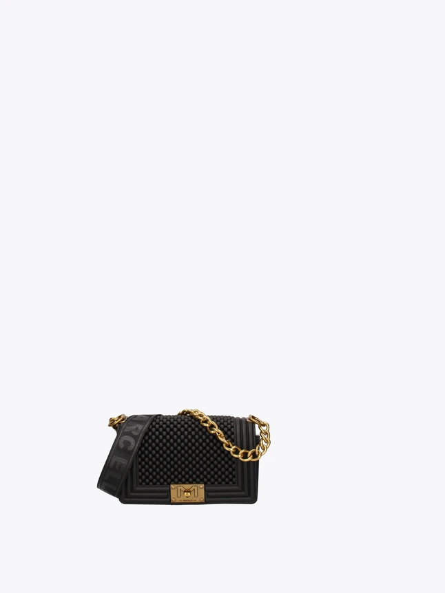 Chic Crossbody Bag Leather Chain Strap Grid Texture for Evening