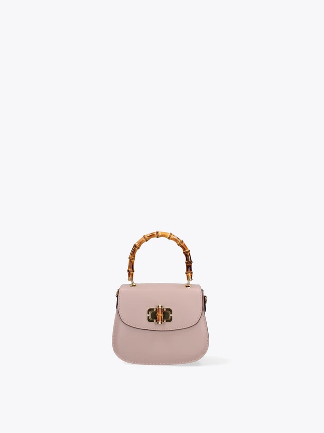 Sophisticated Leather Top Handle Bag with Unique Bamboo Clasp for Every Occasion.