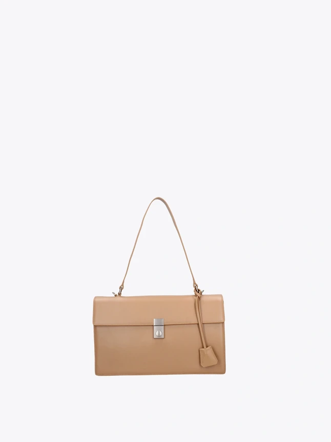 Slim Genuine Leather Shoulder Bag For Work - Sleek Design With Refined Finish