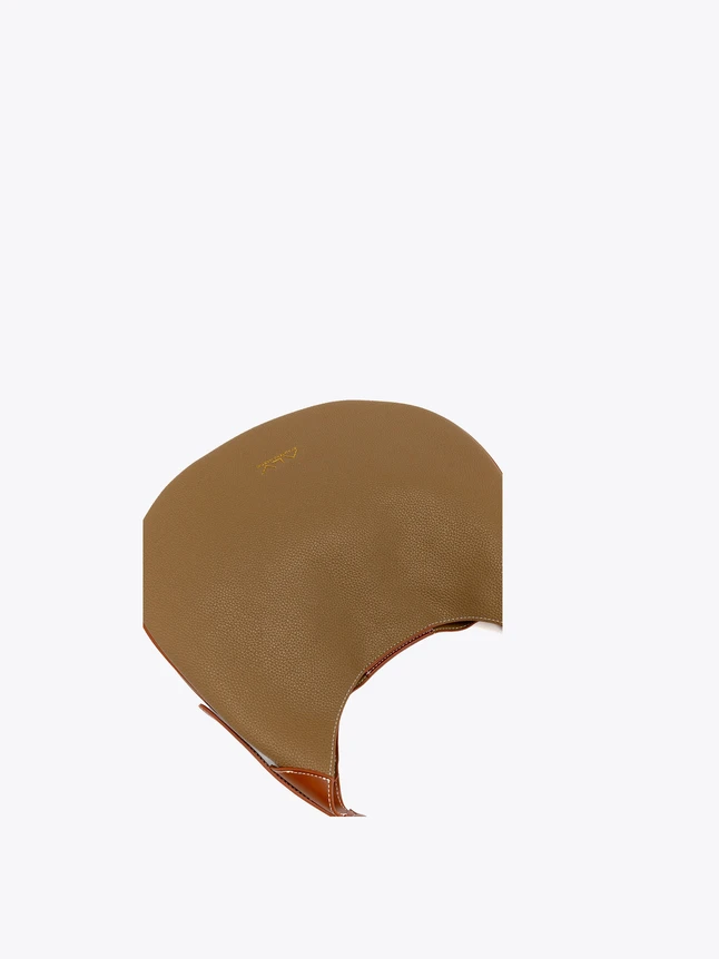 Soft Grained Leather Shoulder Bag With Contrasting Stitched Edge For Modern Appeal