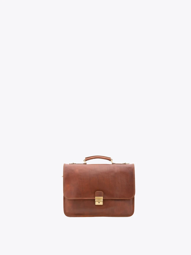 Leather Flapover Briefcase for Work