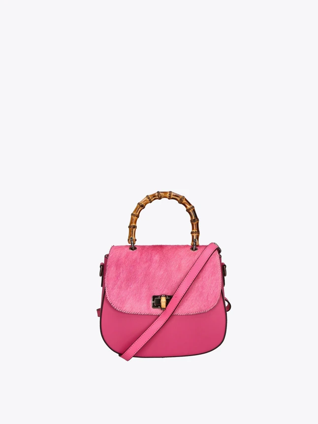 Chic Bamboo Handle Leather Crossbody Bag for Evening Out