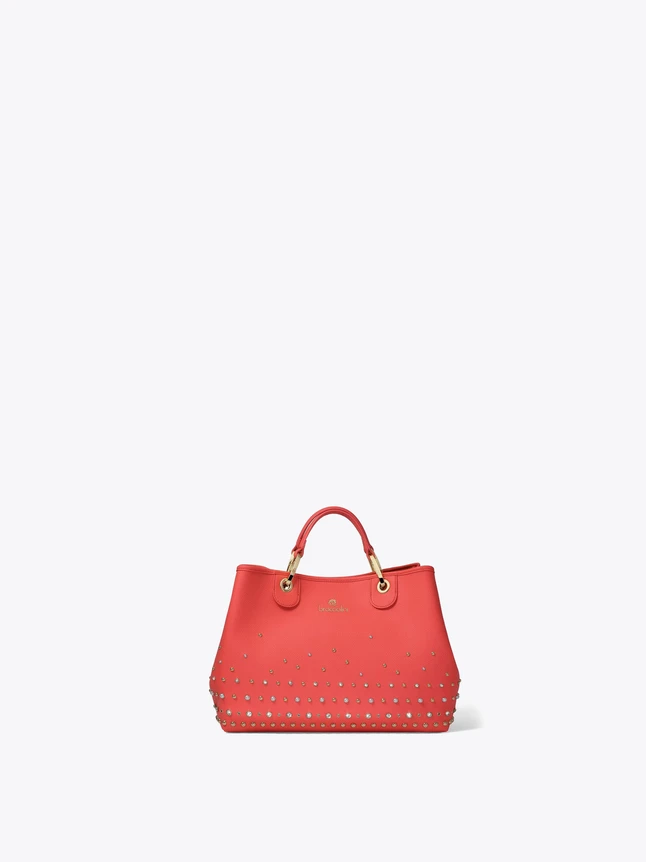 Leather Tote Bag with Studded Bottom And Top Handles for Everyday Use
