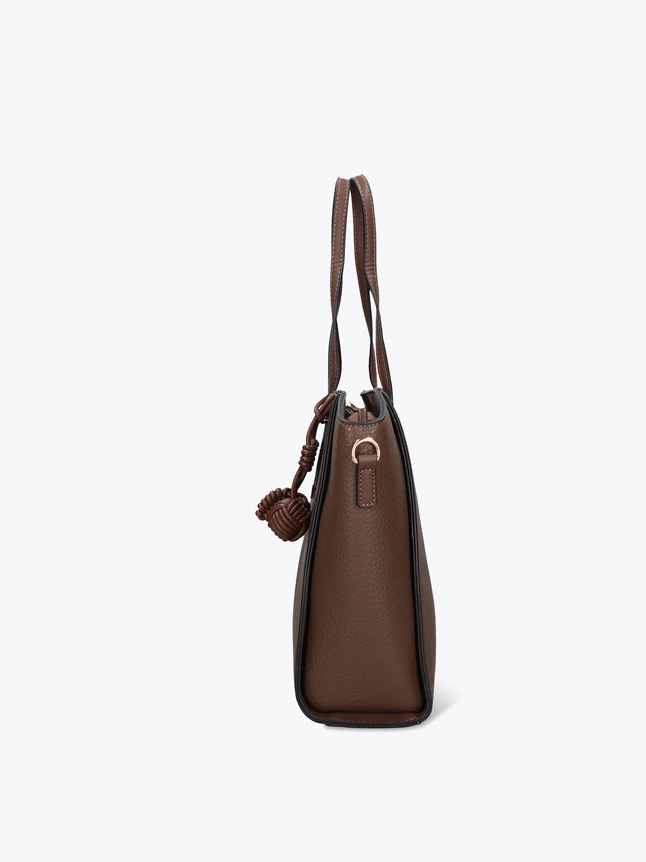 Pebbled Faux Leather Daily Shopper Tote Bag With Elegant Knot Accent
