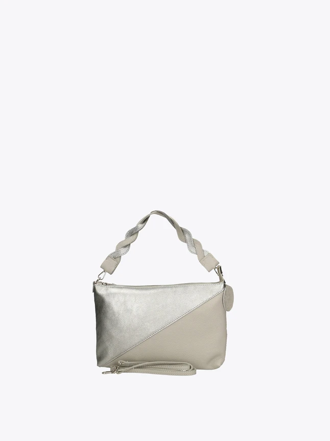Two Tone Diagonal Leather Shoulder Bag for Everyday Use