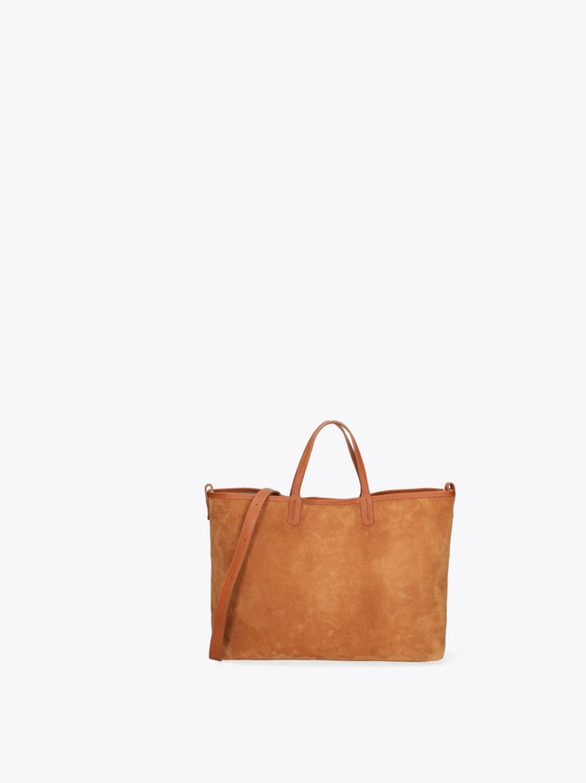 Suede Tote Bag With Dual Top Handles And Long Removable Shoulder Strap for Everyday Use