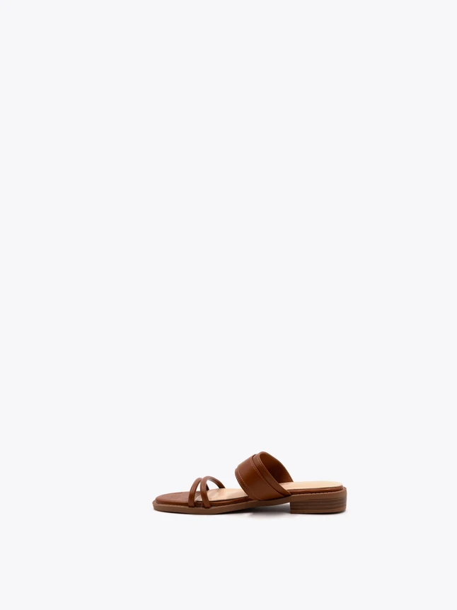 Leather Logo Strap Sandal Open Toe for Daily Wear