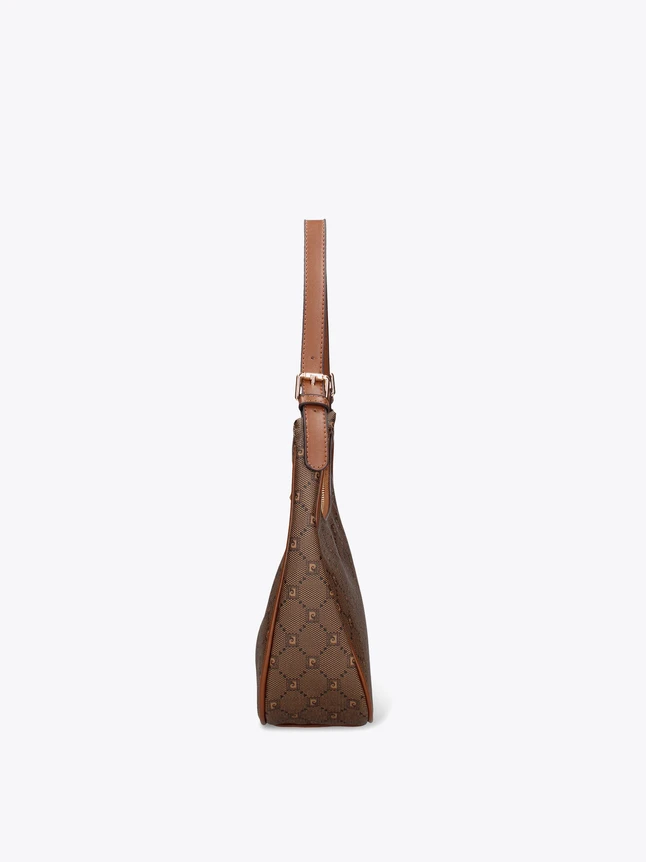 Signature Monogram Crescent Shoulder Bag Vegan Leather Daily Essential