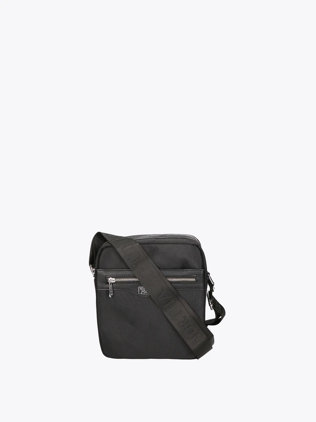 Sleek Technical Fabric Crossbody Shoulder Bag Faux Leather Trim For Daily Use