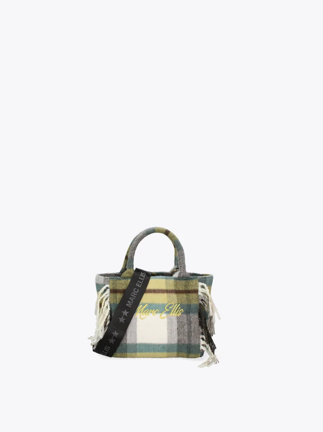 Tweed Plaid Tote Bag with Fringe Handles for Everyday Use