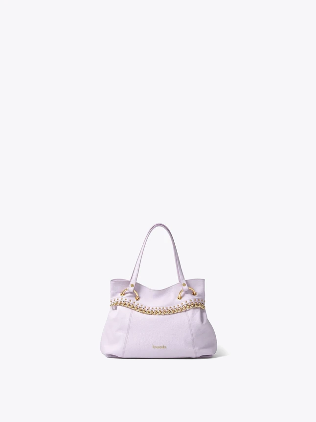 Chic Leather Tote Bag with Chain Detail for Everyday Use