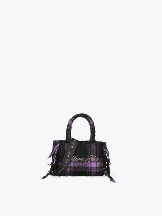 Mini Fringe Tote Bag Made with Plaid Fabric for Daily Use