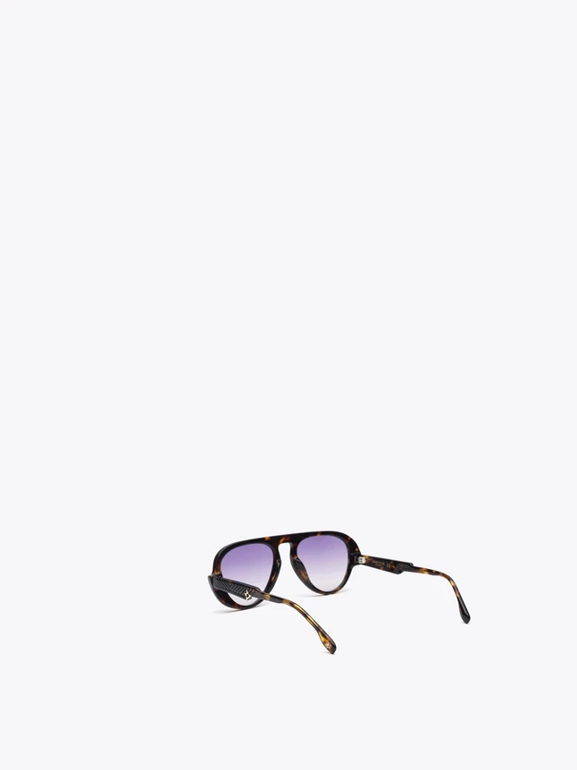 Premium Acetate Aviator Sunglasses with Textured Temples for UV Protection