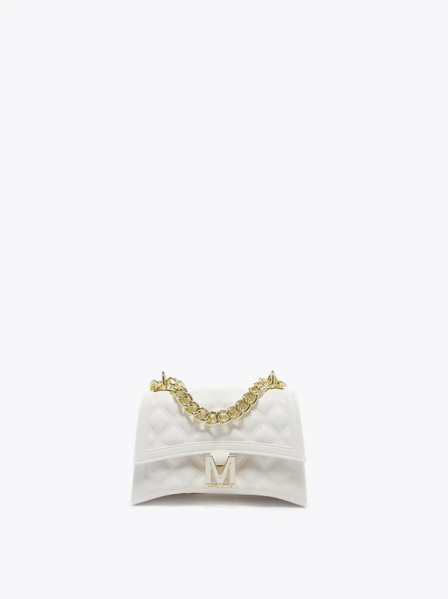 Quilted Leather Flap Crossbody Bag with M Logo for Evening Out