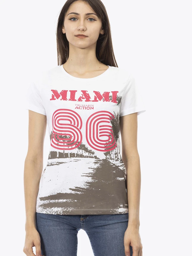 Graphic Cotton Tee with Miami 86 Palms Design for Casual Everyday Wear