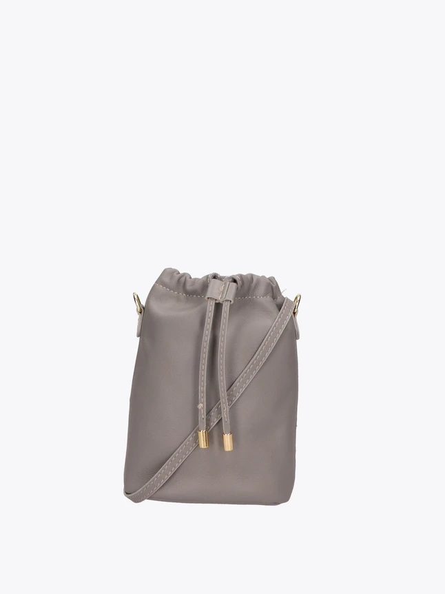 Mini Leather Drawstring Bucket Bag Crossbody Purse for Everyday Use