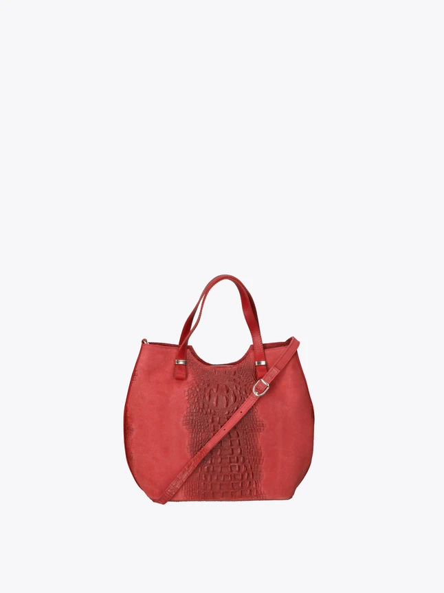 Leather Tote Bag with Crocodile Embossed and Shoulder Strap for Everyday Use