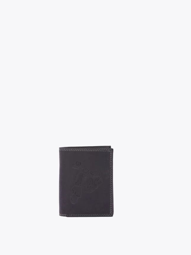 Distressed Leather Wallet with Embossed Horse Motif for Everyday Use